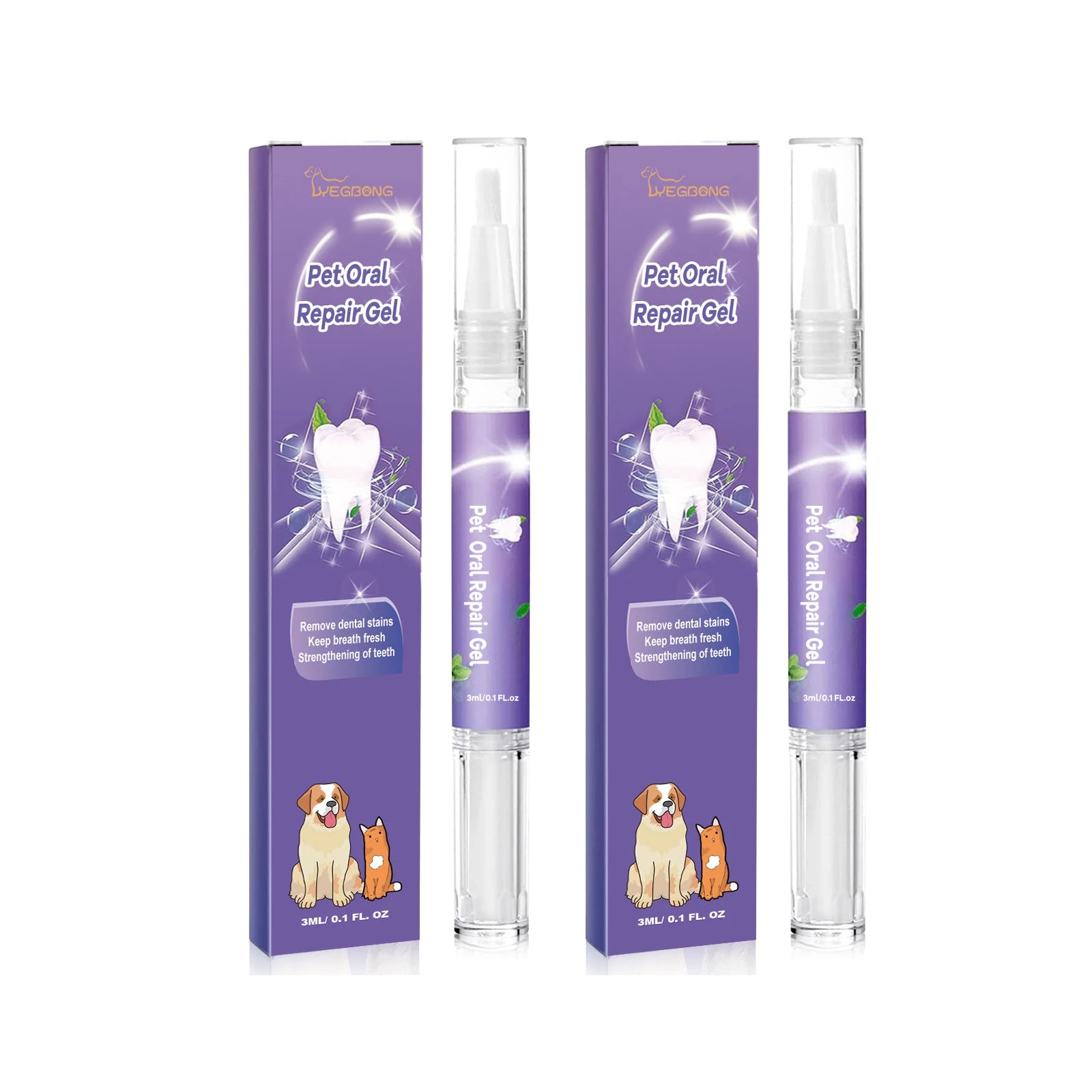 Pet Dental Care Gel 3Ml Teeth Cleaning Pen for Dogs and Cats Fresh Breath Tartar Control Soothes Gums Easy Baking Soda Formula